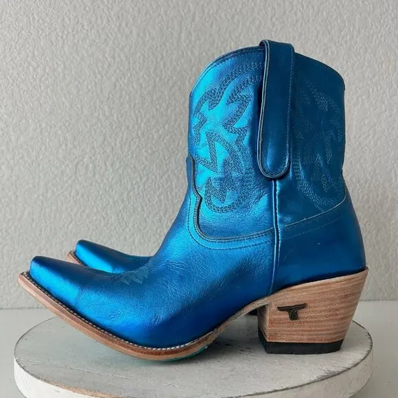 Lane SMOKESHOW Womens Cowboy Boots 10 Blue Leather Western Cowgirl Short Bootie
