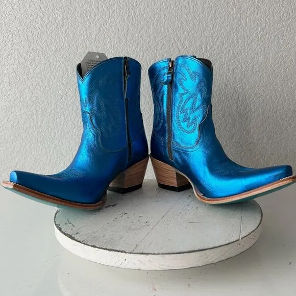 Lane SMOKESHOW Womens Cowboy Boots 10 Blue Leather Western Cowgirl Short Bootie