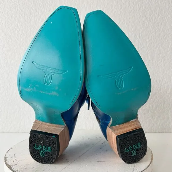 Lane SMOKESHOW Womens Cowboy Boots 10 Blue Leather Western Cowgirl Short Bootie