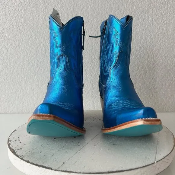 Lane SMOKESHOW Womens Cowboy Boots 10 Blue Leather Western Cowgirl Short Bootie