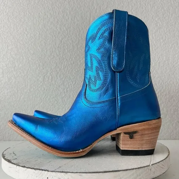 Lane SMOKESHOW Womens Cowboy Boots 8 Blue Leather Western Cowgirl Short Bootie