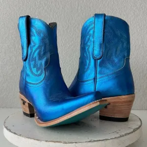 Lane SMOKESHOW Womens Cowboy Boots 8 Blue Leather Western Cowgirl Short Bootie