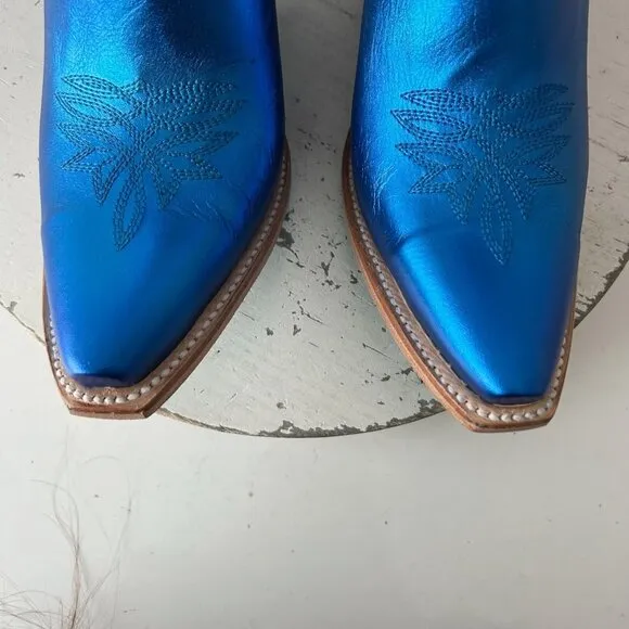 Lane SMOKESHOW Womens Cowboy Boots 8 Blue Leather Western Cowgirl Short Bootie