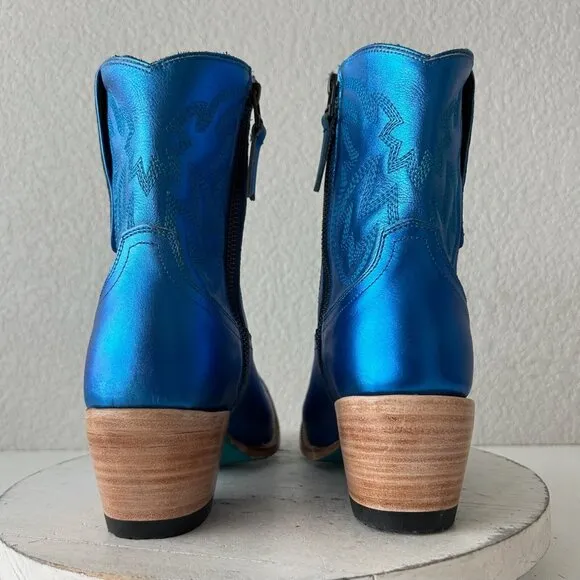 Lane SMOKESHOW Womens Cowboy Boots 8 Blue Leather Western Cowgirl Short Bootie
