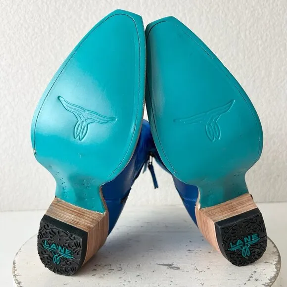 Lane SMOKESHOW Womens Cowboy Boots 8 Blue Leather Western Cowgirl Short Bootie
