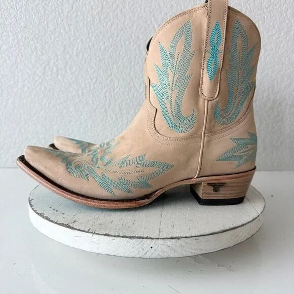 Lane LEXINGTON Womens Cowboy Bootie Sz 10 Sand and Stream Western Cowgirl Boots