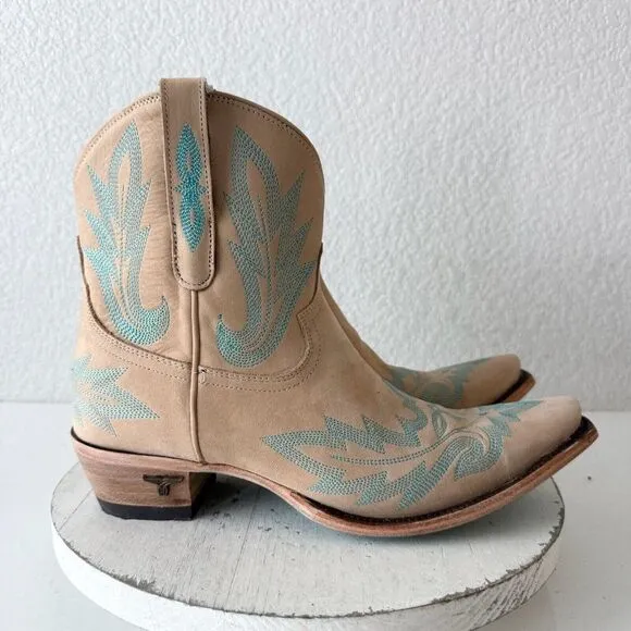 Lane LEXINGTON Womens Cowboy Bootie Sz 10 Sand and Stream Western Cowgirl Boots