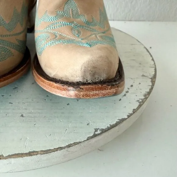 Lane LEXINGTON Womens Cowboy Bootie Sz 10 Sand and Stream Western Cowgirl Boots