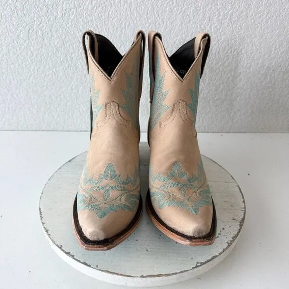 Lane LEXINGTON Womens Cowboy Bootie Sz 10 Sand and Stream Western Cowgirl Boots