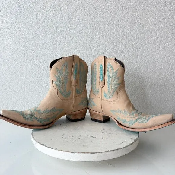 Lane LEXINGTON Womens Cowboy Bootie Sz 10 Sand and Stream Western Cowgirl Boots