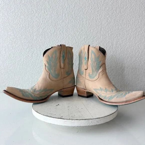 Lane LEXINGTON Womens Cowboy Bootie Sz 11 Sand and Stream Western Cowgirl Boots