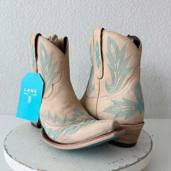 Lane LEXINGTON Womens Cowboy Bootie Sz 11 Sand and Stream Western Cowgirl Boots