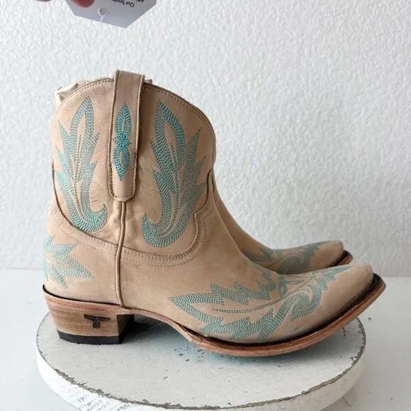 Lane LEXINGTON Womens Cowboy Bootie Sz 11 Sand and Stream Western Cowgirl Boots