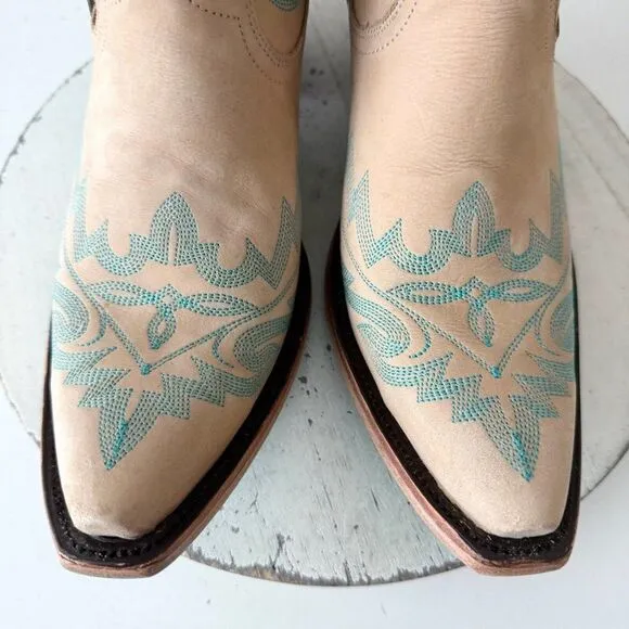Lane LEXINGTON Womens Cowboy Bootie Sz 11 Sand and Stream Western Cowgirl Boots
