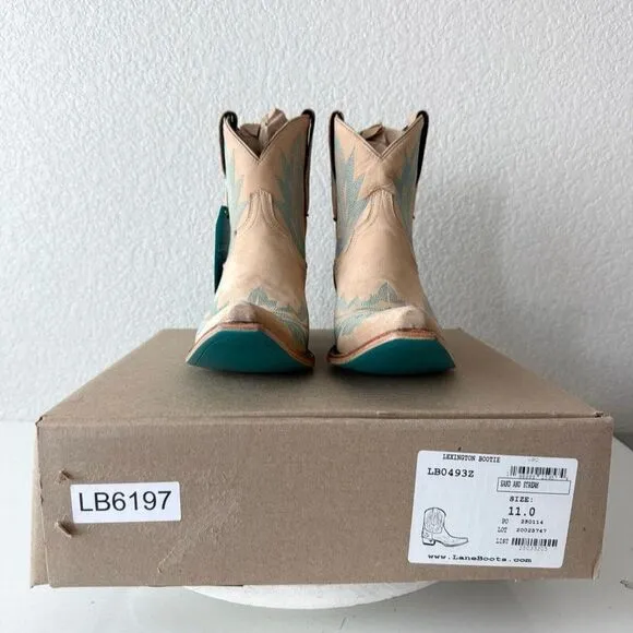 Lane LEXINGTON Womens Cowboy Bootie Sz 11 Sand and Stream Western Cowgirl Boots