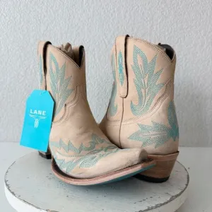 Lane LEXINGTON Womens Cowboy Bootie Sz 11 Sand and Stream Western Cowgirl Boots