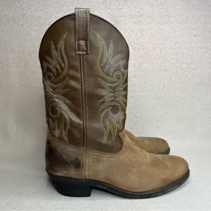 Laredo Leather Western Cowboy Boots-Brown-Men’s 9-Southwestern-Casual-Classic