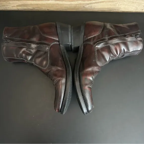 Laredo Long Haul Leather Black Cherry Zip Short Western Boot 62008 Men Sz 9.5 EW