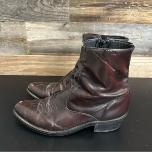 Laredo Long Haul Leather Black Cherry Zip Short Western Boot 62008 Men Sz 9.5 EW