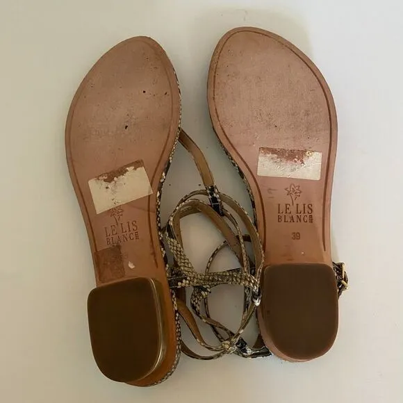 Le Lis Blanc Womens Sandals Flat Fashion Flip Flops Shoes Python print Size 39