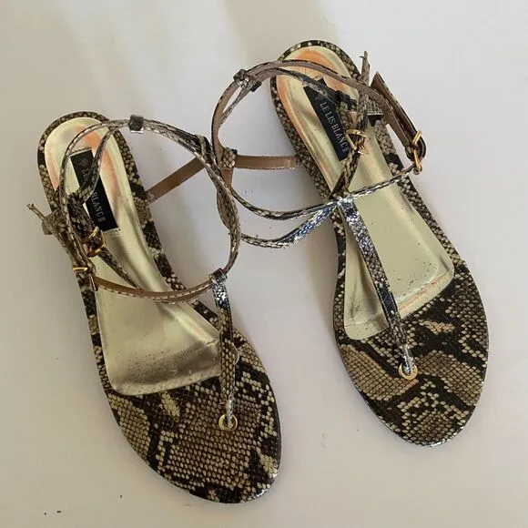 Le Lis Blanc Womens Sandals Flat Fashion Flip Flops Shoes Python print Size 39