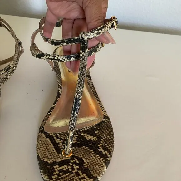 Le Lis Blanc Womens Sandals Flat Fashion Flip Flops Shoes Python print Size 39