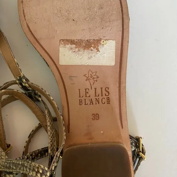 Le Lis Blanc Womens Sandals Flat Fashion Flip Flops Shoes Python print Size 39