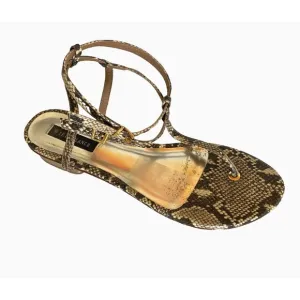 Le Lis Blanc Womens Sandals Flat Fashion Flip Flops Shoes Python print Size 39