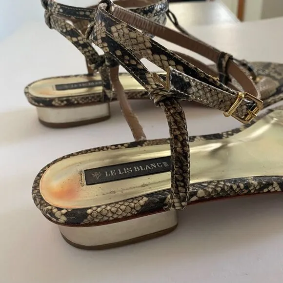 Le Lis Blanc Womens Sandals Flat Fashion Flip Flops Shoes Python print Size 39