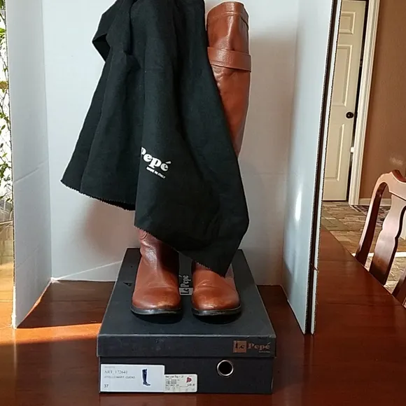 Le Pepe Buckle Top Tall Leather Boots