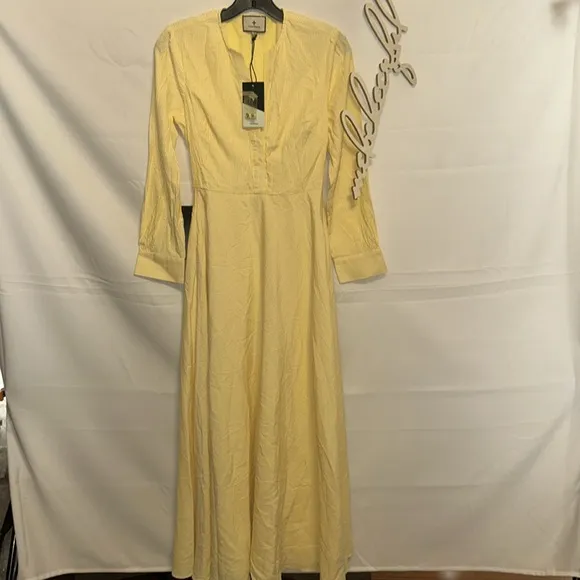 Lemon Seersucker Stripe Mila Dress