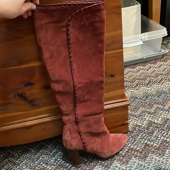 LES SOULIERS SEZANE Gabriella Rust Suede Tall Boot