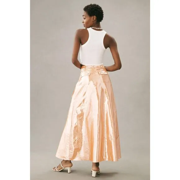 Let Me Be Metallic Cargo Maxi Skirt - New Small
