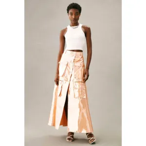 Let Me Be Metallic Cargo Maxi Skirt - New Small