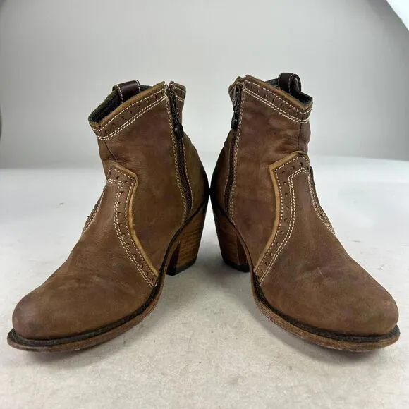 Liberty Black Women's Western Booties US 7.5 Brown Leather Zip Short Boots