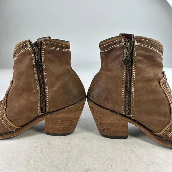 Liberty Black Women's Western Booties US 7.5 Brown Leather Zip Short Boots