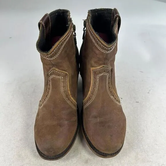 Liberty Black Women's Western Booties US 7.5 Brown Leather Zip Short Boots