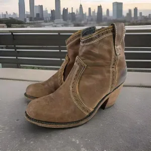Liberty Black Women's Western Booties US 7.5 Brown Leather Zip Short Boots
