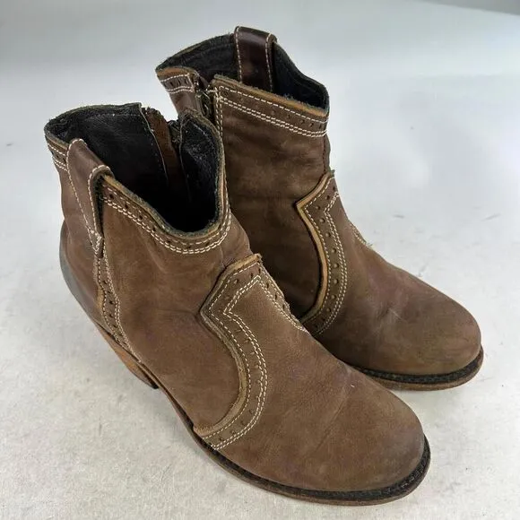 Liberty Black Women's Western Booties US 7.5 Brown Leather Zip Short Boots