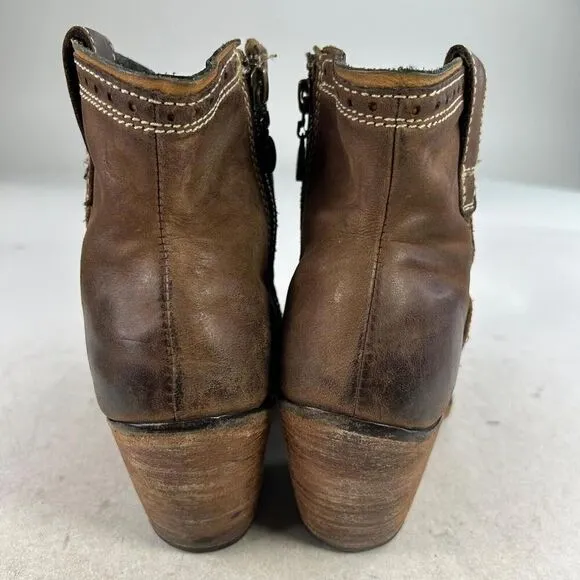 Liberty Black Women's Western Booties US 7.5 Brown Leather Zip Short Boots
