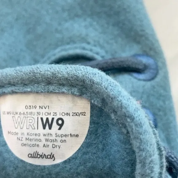 Like New Allbirds Tide Pool Blue Merino Wool Lightweight Running Sneaker Shoes