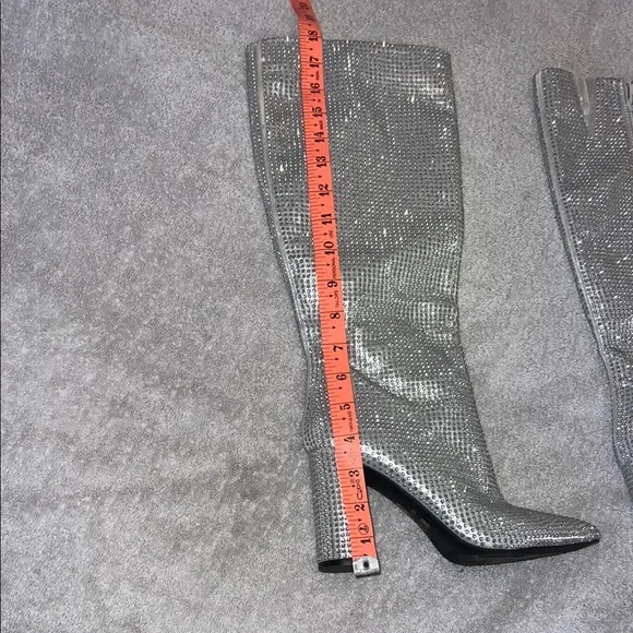Like New Silver Rhinestone Boots with Pointed Toe