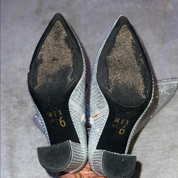 Like New Silver Rhinestone Boots with Pointed Toe