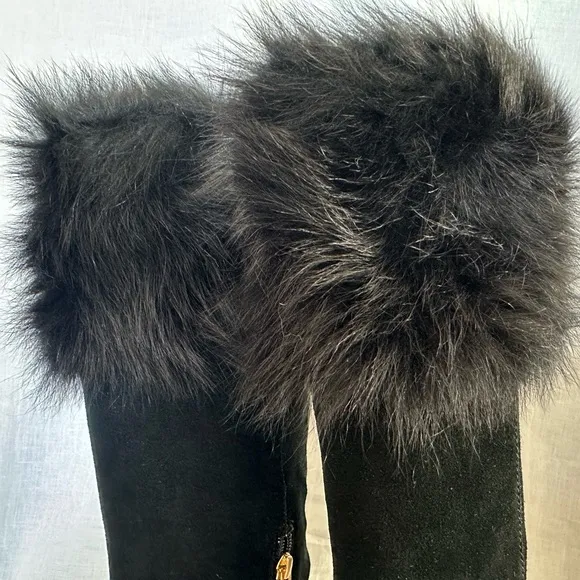 Like New UGG Valberg Fur Platform Wedge Tall Boots, size 9