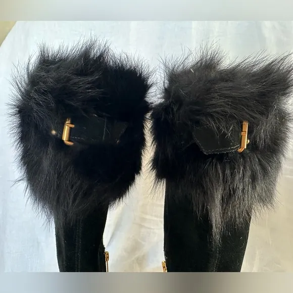 Like New UGG Valberg Fur Platform Wedge Tall Boots, size 9