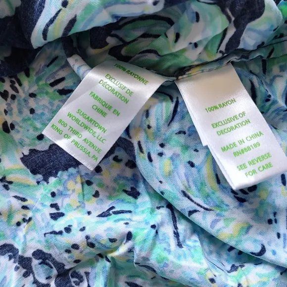 Lilly Pulitzer Madia Tunic Dress High Tide Navy  Scuba Doo White Green  Blue S