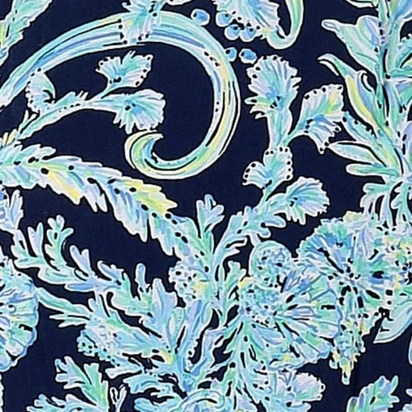Lilly Pulitzer Madia Tunic Dress High Tide Navy  Scuba Doo White Green  Blue S