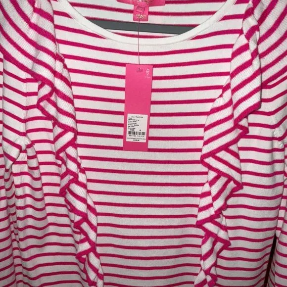 Lilly Pulitzer NWT Ruth Sweater Beach Stripe Pink Tango Size M,L