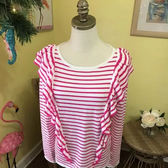 Lilly Pulitzer NWT Ruth Sweater Beach Stripe Pink Tango Size M,L
