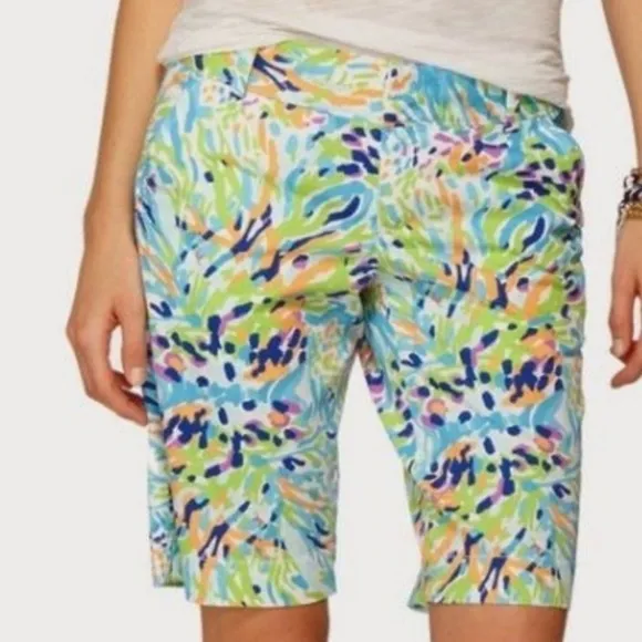 Lilly Pulitzer Preppy The Chipper Bermuda Shorts Resort White Sea Soiree Size 6